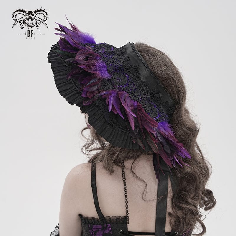 Women's Gothic Decal Feather Hat - Image 2