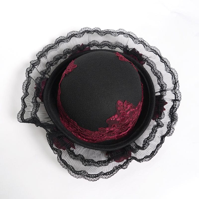 Women's Gothic Decal Lace Rose Hat - Image 9