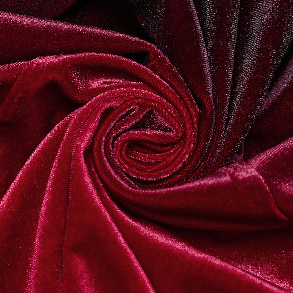 Women's Gothic Doll Collar Gradient Velvet Prom Dress Red - Image 8