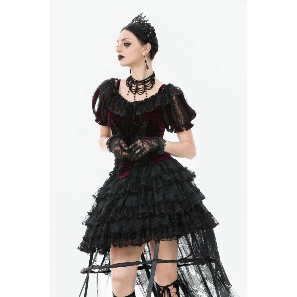 Women's Gothic Doll Collar Velvet Cape - Image 3