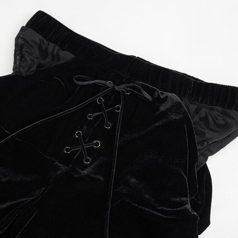 Women's Gothic Drawstring Mesh Splice Flared Pants - Image 8