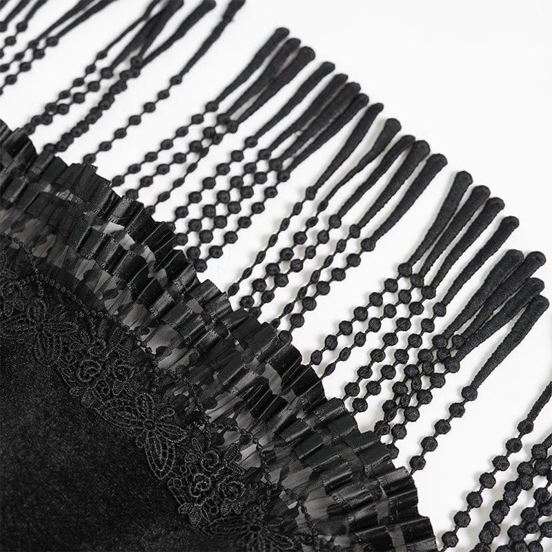 Women's Gothic Embroidered Feather Tassels Witch Hat - Image 13