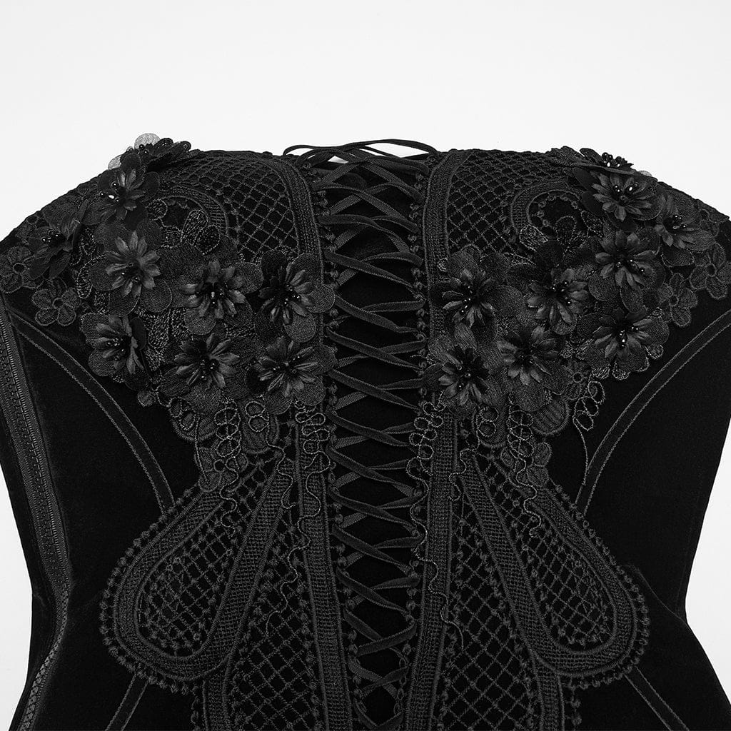 Women's Gothic Embroidered Floral Lace-up Bustier - Image 6