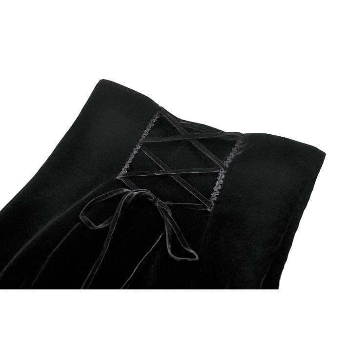 Women's Gothic Embroidered Lace Splice Velvet Mermaid Skirt - Image 10