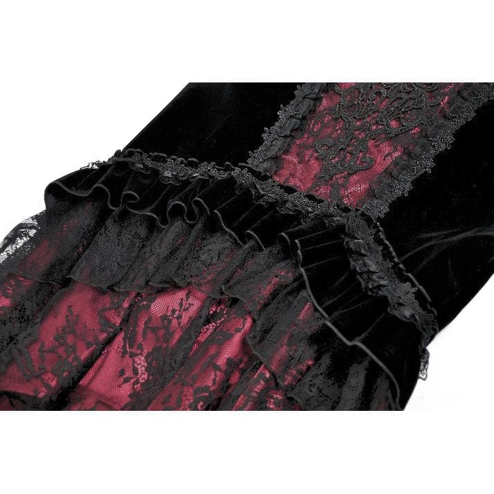 Women's Gothic Embroidered Lace Splice Velvet Mermaid Skirt - Image 11