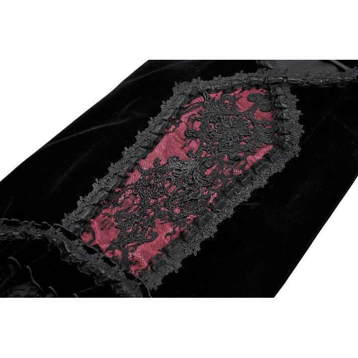 Women's Gothic Embroidered Lace Splice Velvet Mermaid Skirt - Image 12