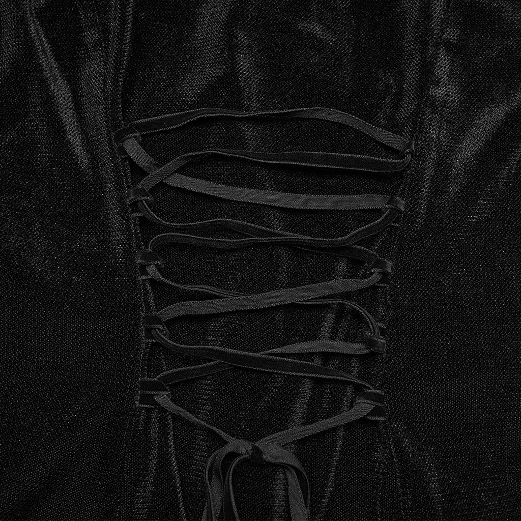 Women's Gothic Embroidered Lace-up Long Sleeved Top - Image 9