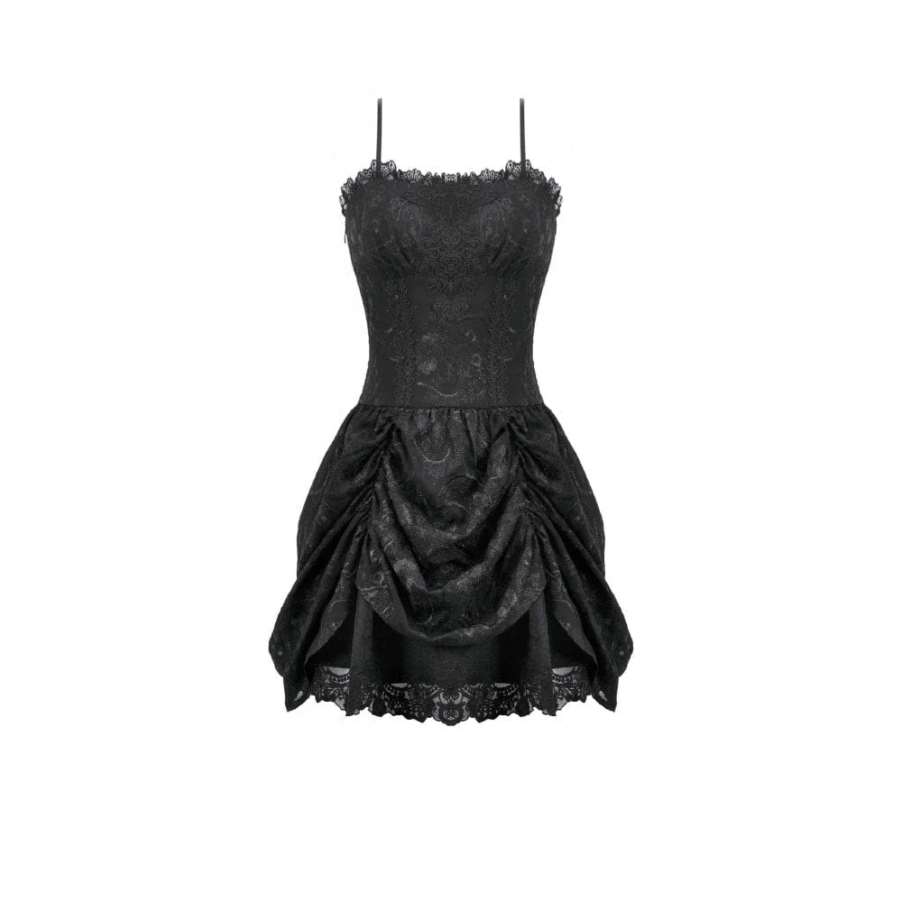 Women's Gothic Embroidered Peplum Slip Dress - Image 11