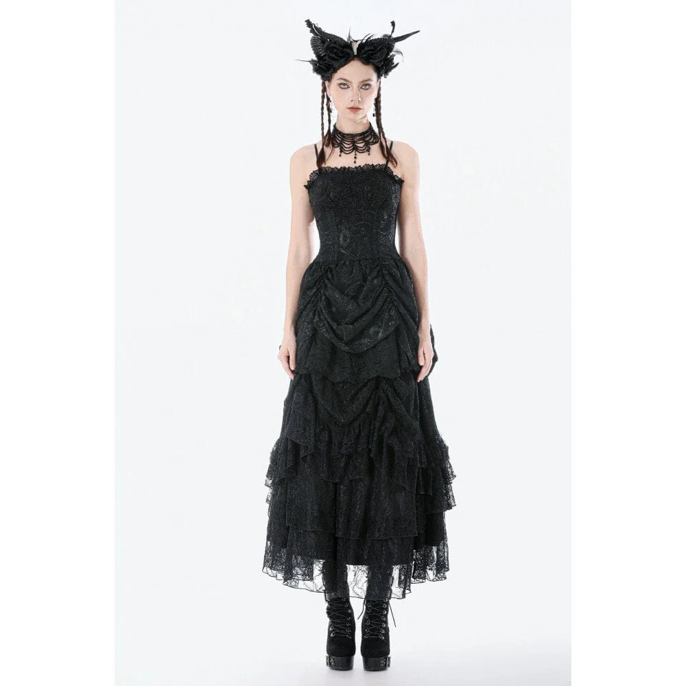 Women's Gothic Embroidered Peplum Slip Dress - Image 5
