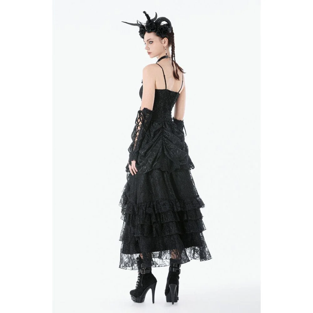 Women's Gothic Embroidered Peplum Slip Dress - Image 9