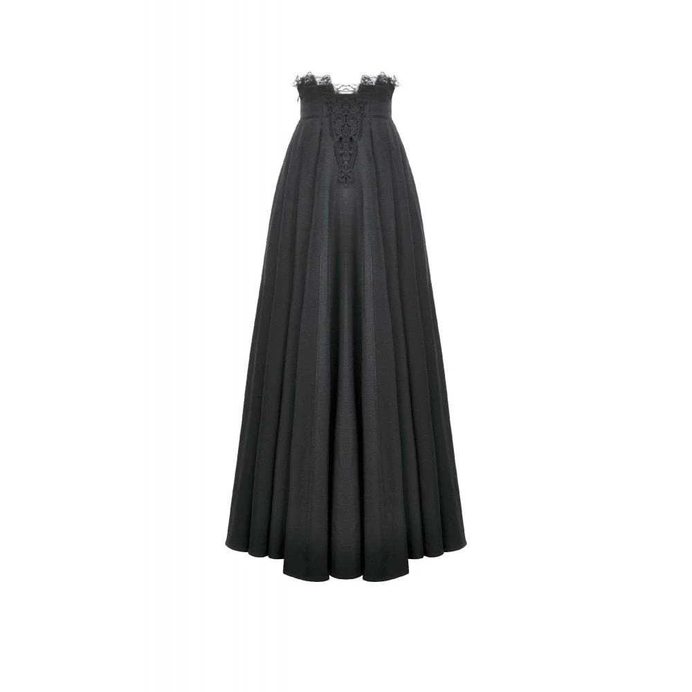 Women's Gothic Embroidered Pleated Maxi Skirt - Image 8