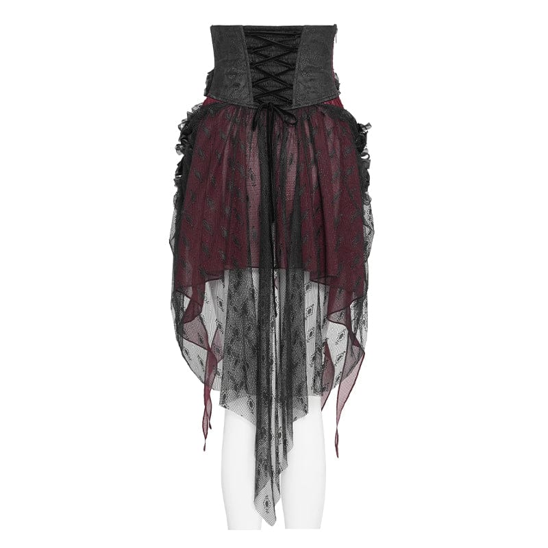Women's Gothic Embroidered Rose Cross Underbust Corset - Image 9