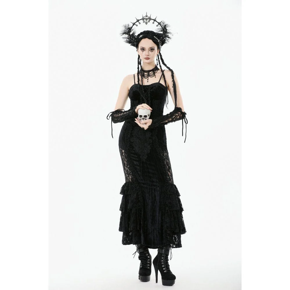 Women's Gothic Embroidered Ruffled Velvet Bustier - Image 5
