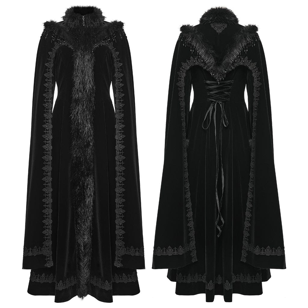 Women's Gothic Embroidered Stand Collar Beaded Coat - Image 5