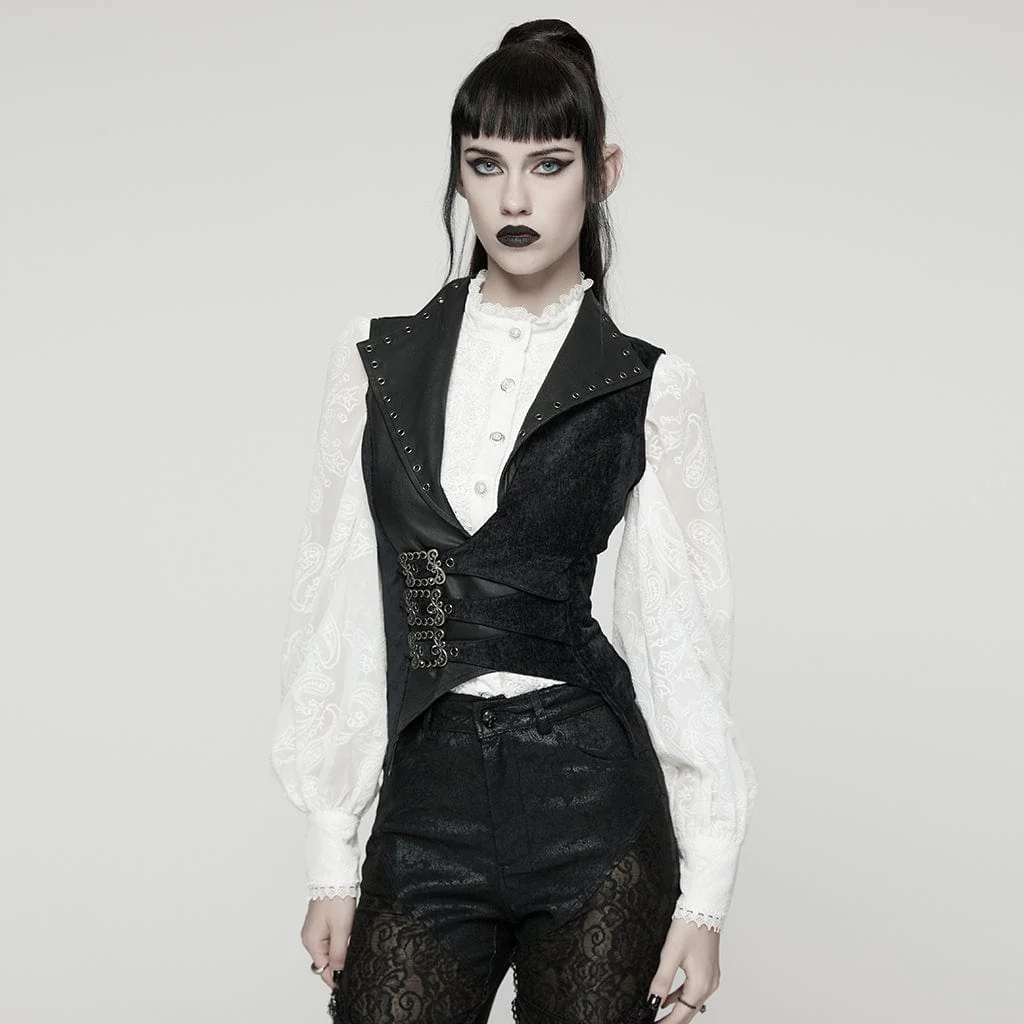 Women's Gothic Eyelet Buckle Lace-up Vest
