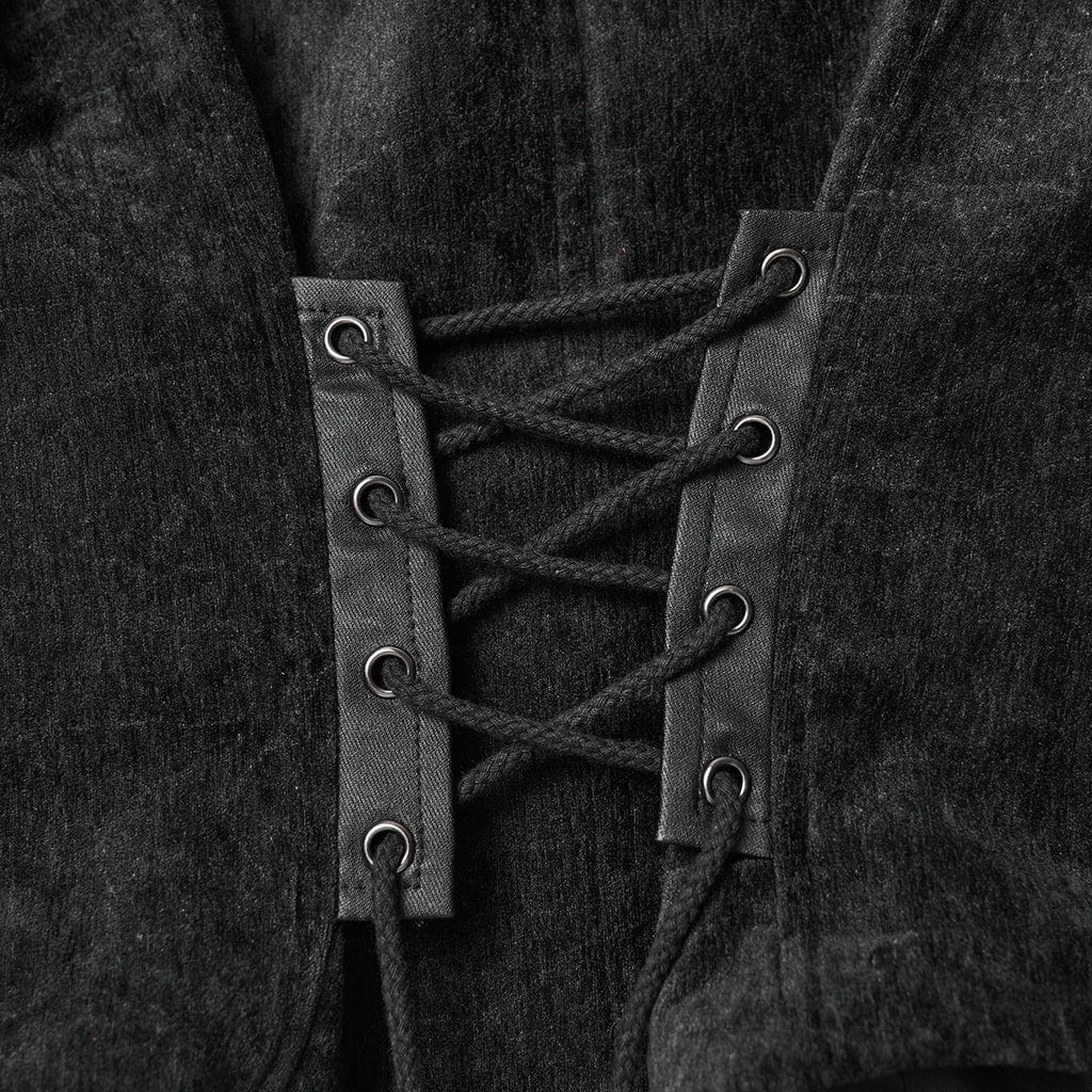 Women's Gothic Eyelet Buckle Lace-up Vest - Image 7
