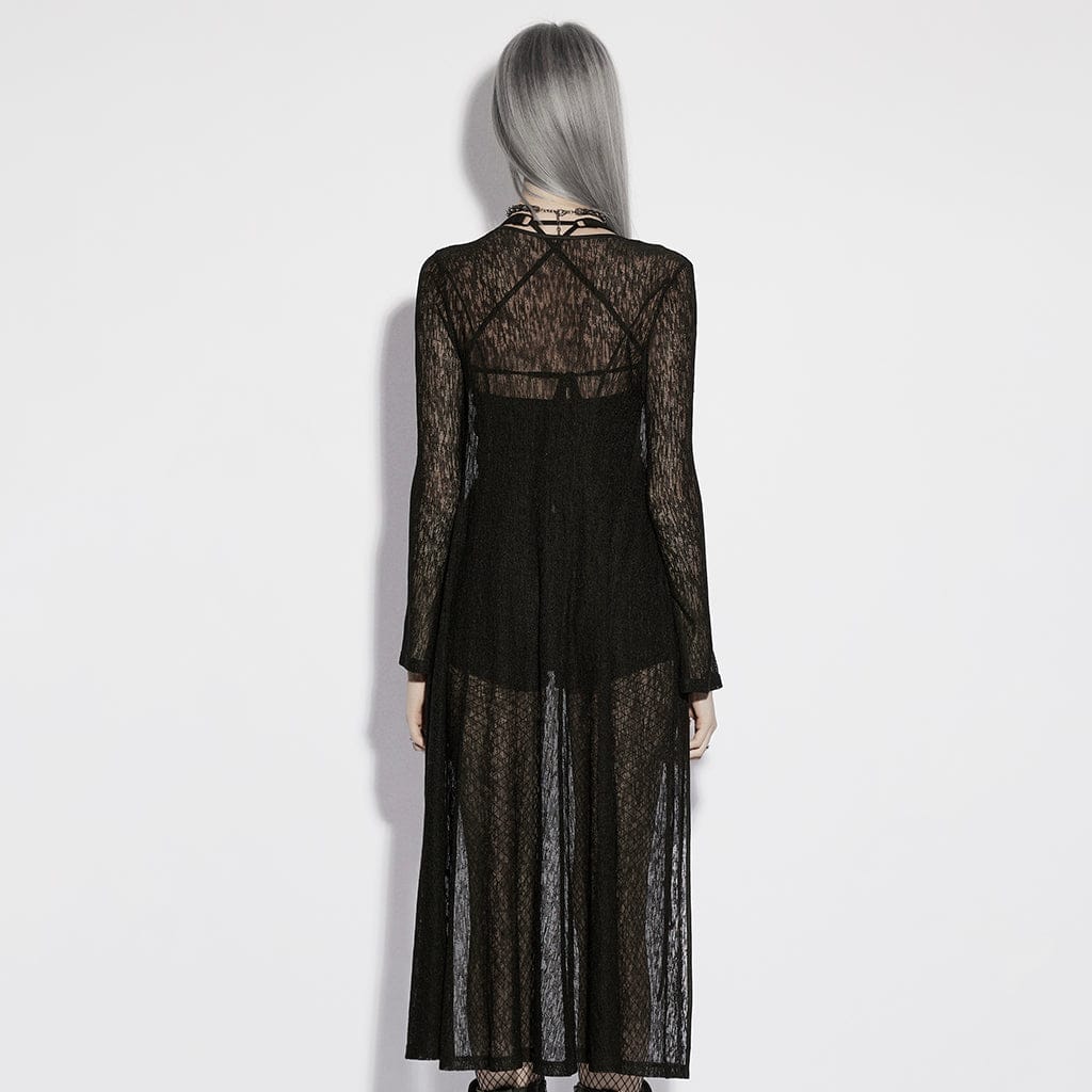 Women's Gothic Eyelet Sheer Long Sleeved Cardigan - Image 3