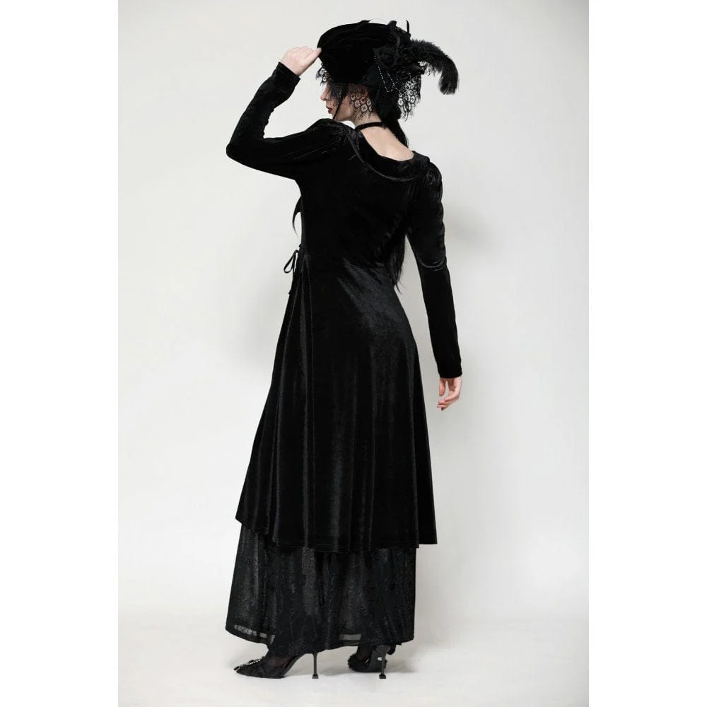 Women's Gothic Eyelets Side Slit Maxi Dresses Wedding Dress - Image 10