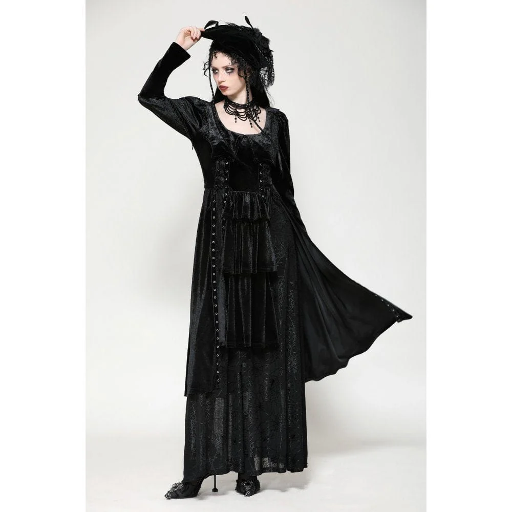 Women's Gothic Eyelets Side Slit Maxi Dresses Wedding Dress - Image 6