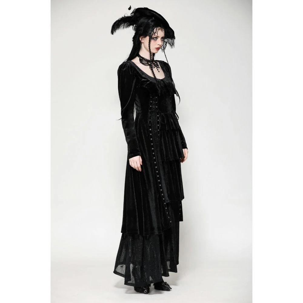 Women's Gothic Eyelets Side Slit Maxi Dresses Wedding Dress - Image 8