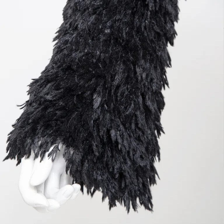 Women's Gothic Faux Fur Splice Lace-up Crop Top - Image 10