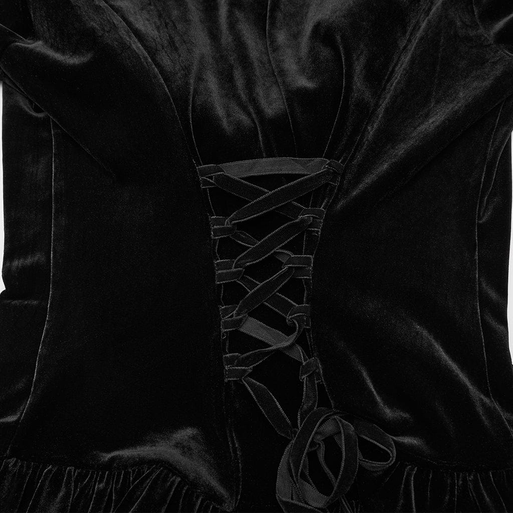 Women's Gothic Faux Fur Splice V-neck Lace-up Cardigan - Image 9