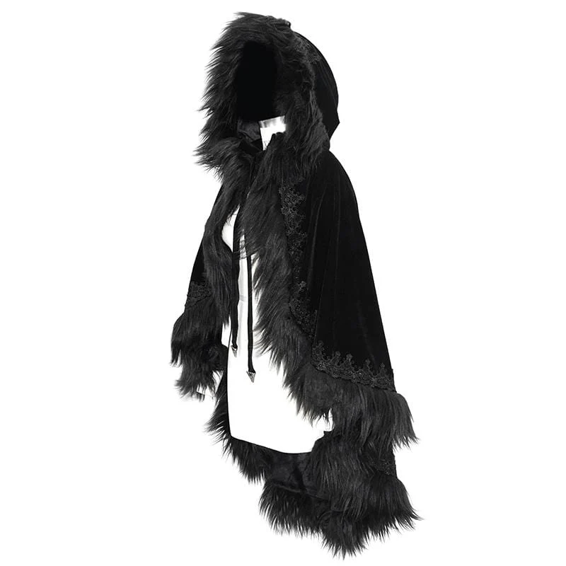 Women's Gothic Faux Fur Velet Cloaks - Image 5
