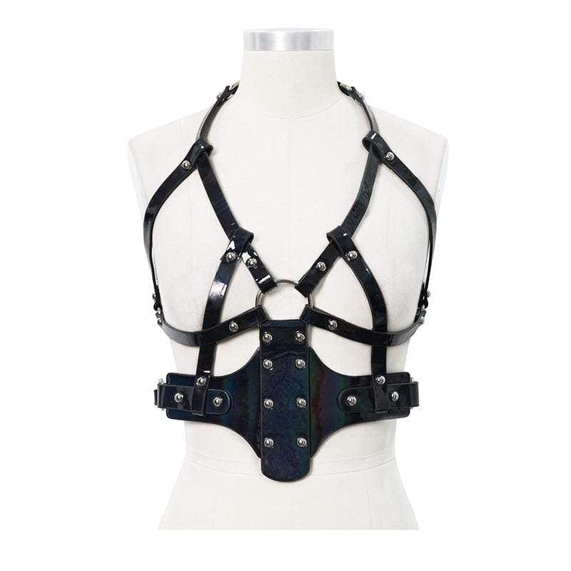 Women's Gothic Faux Leather Body Harness With Rivets - Image 4