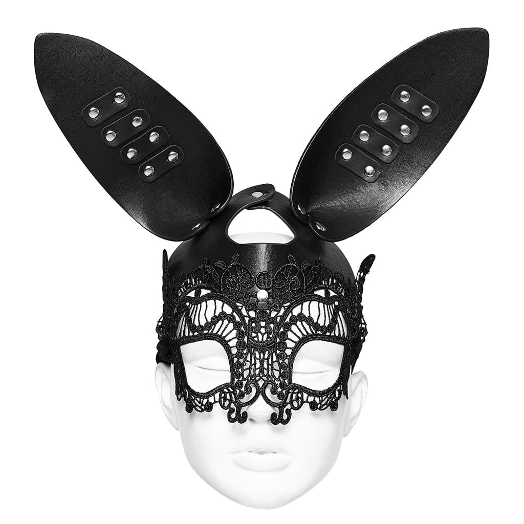 Women's Gothic Faux Leather Bunny Mask - Image 4