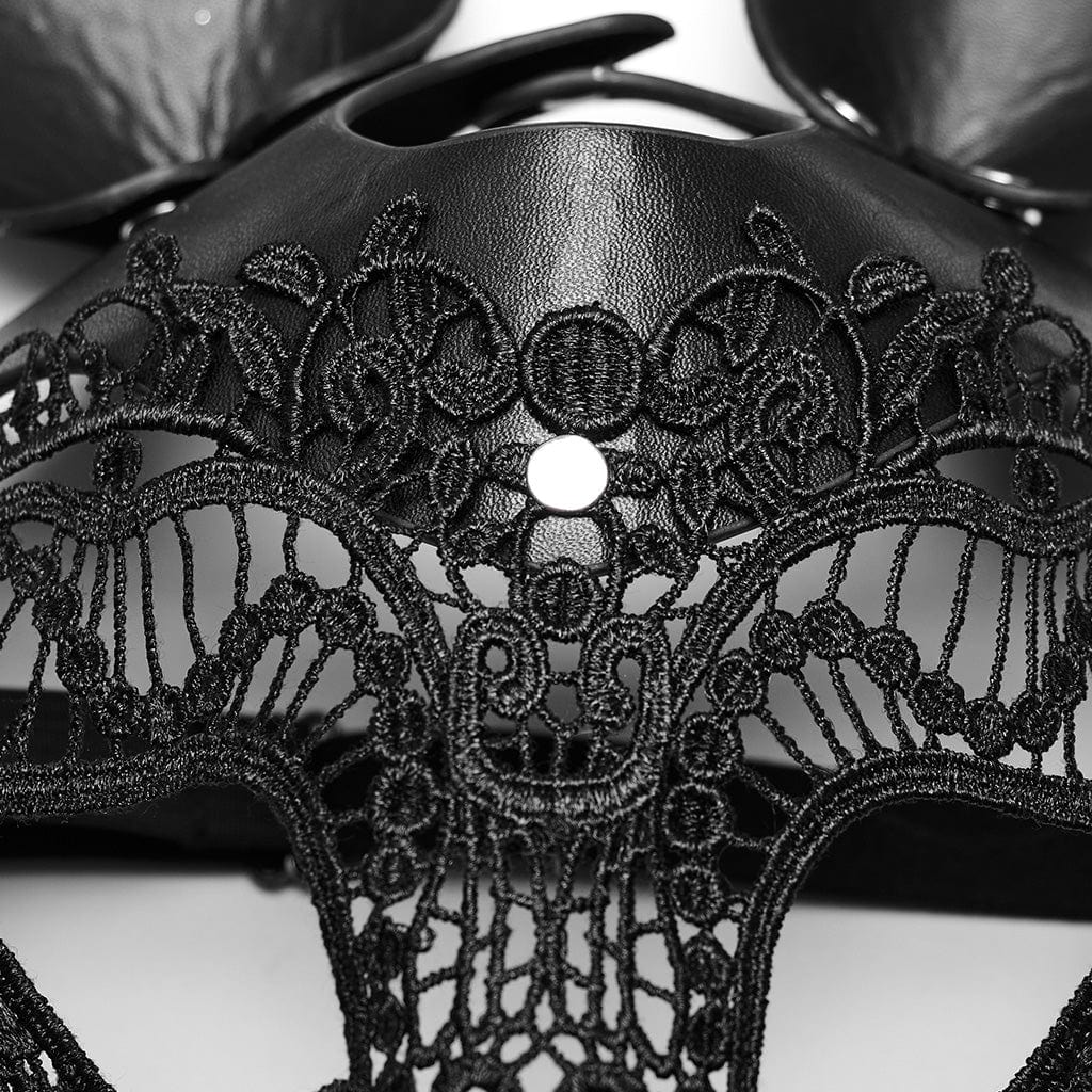 Women's Gothic Faux Leather Bunny Mask - Image 7