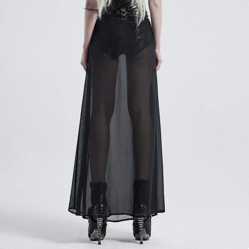 Women's Gothic Faux Leather Shorts With Overskirts - Image 3