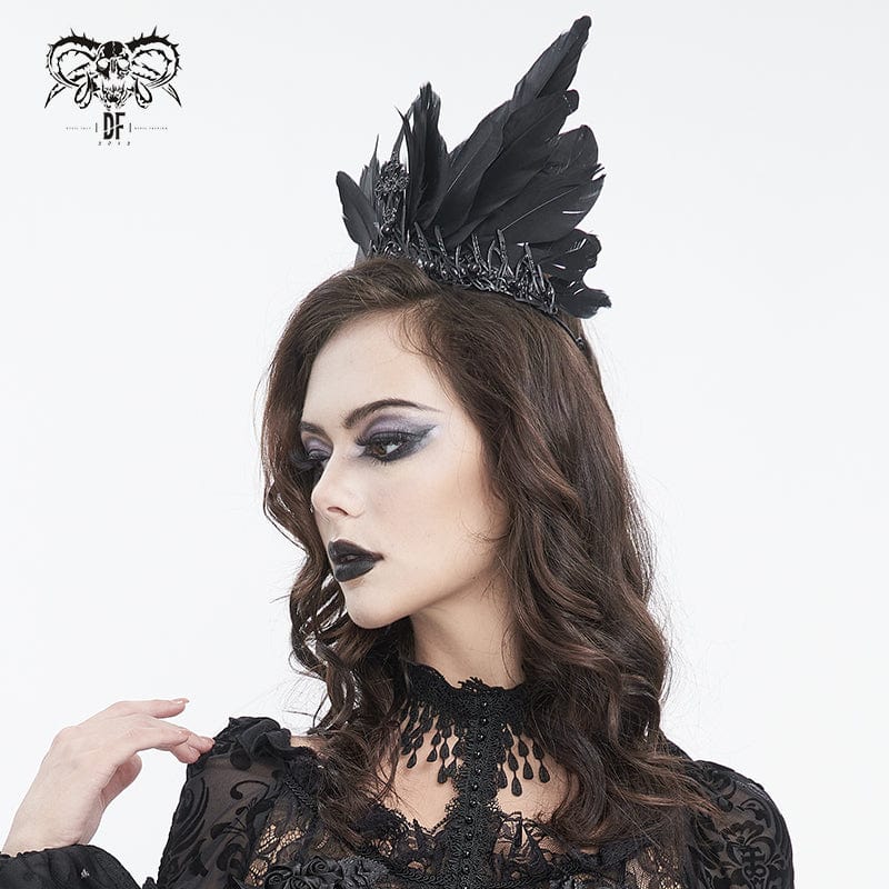 Women's Gothic Feather Cross Metal Headwear - Image 3