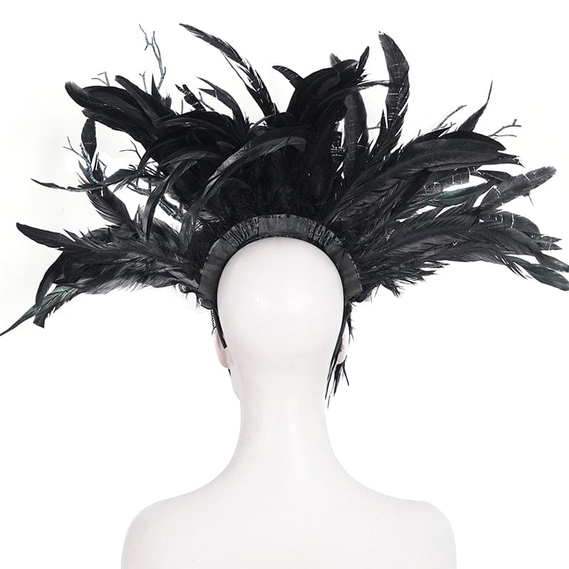 Women's Gothic Feather Rose Beaded Headwear - Image 8