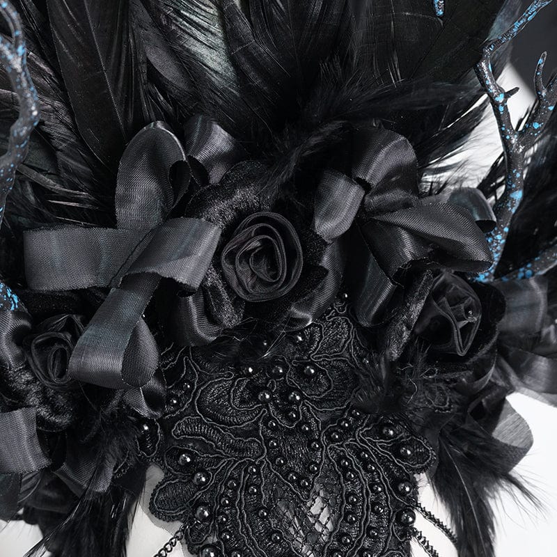 Women's Gothic Feather Rose Beaded Headwear - Image 9