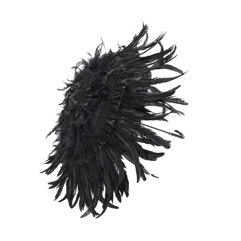 Women's Gothic Feather Ruched Umbrella - Image 7