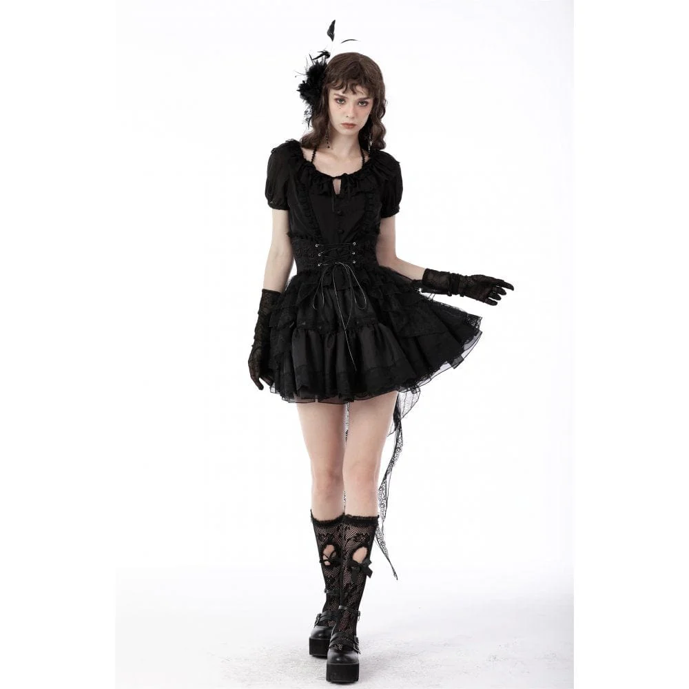Women's Gothic Fishtail Multilayer Lace Tube Skirt - Image 4