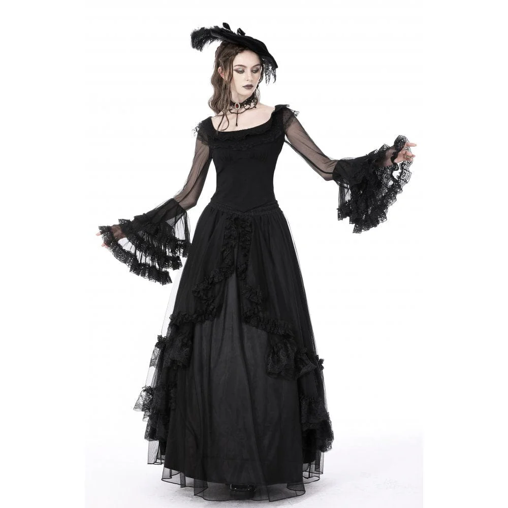DIL Women's Gothic Flared Layered Sleeved Mesh Shirt - Image 3