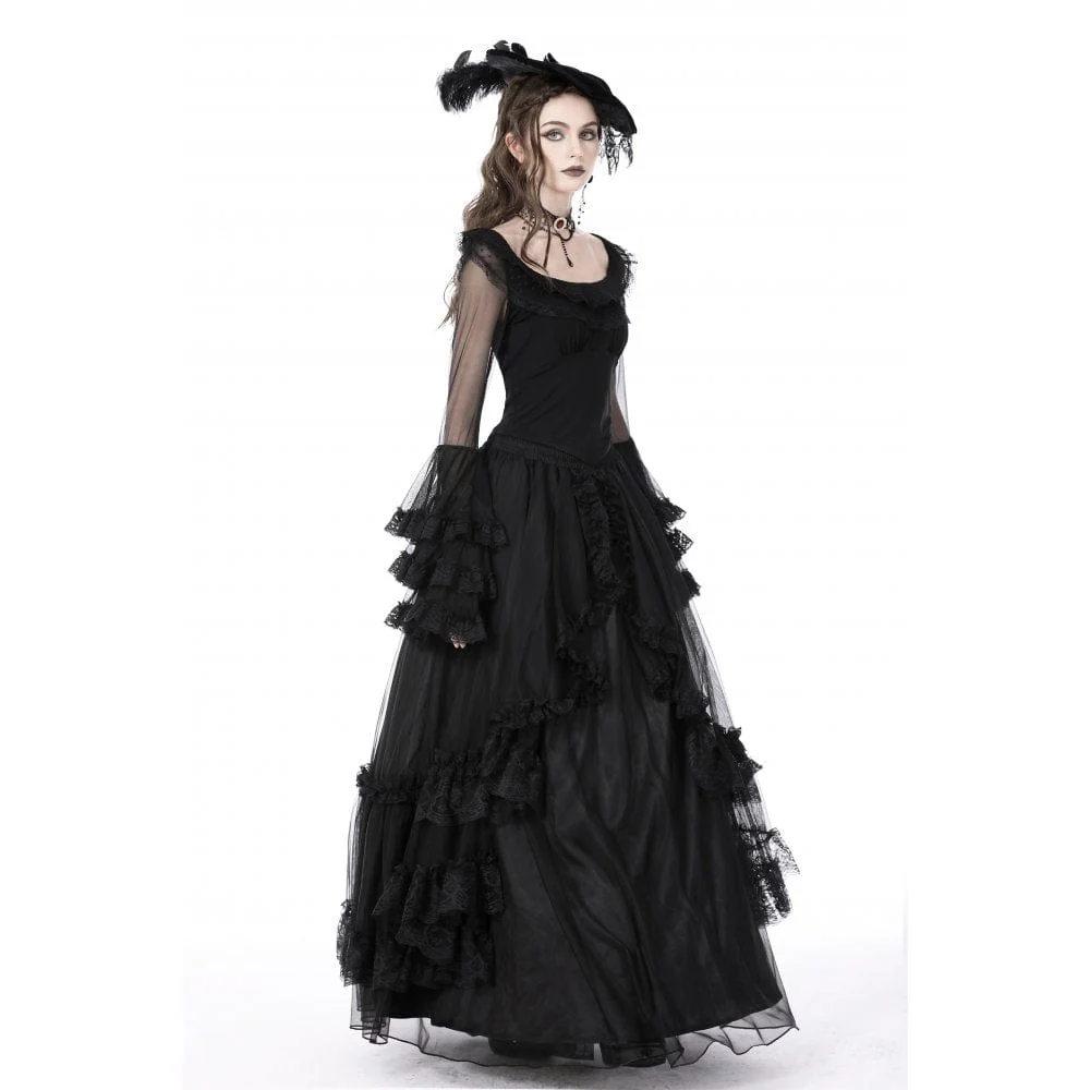 DIL Women's Gothic Flared Layered Sleeved Mesh Shirt - Image 4