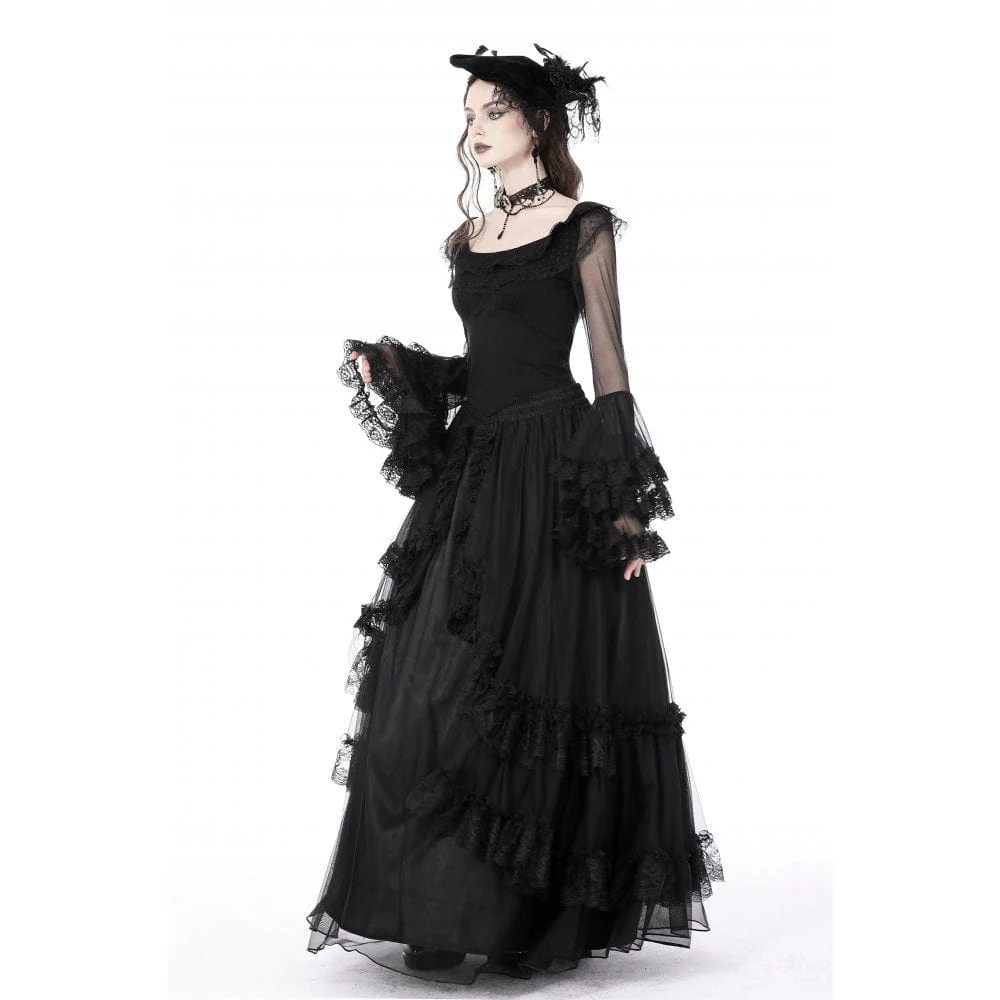 DIL Women's Gothic Flared Layered Sleeved Mesh Shirt - Image 5
