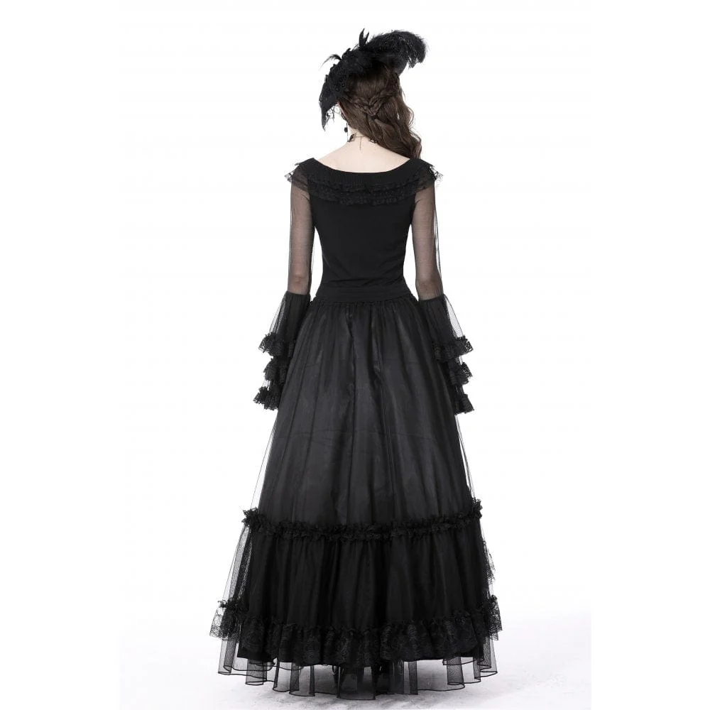 DIL Women's Gothic Flared Layered Sleeved Mesh Shirt - Image 6