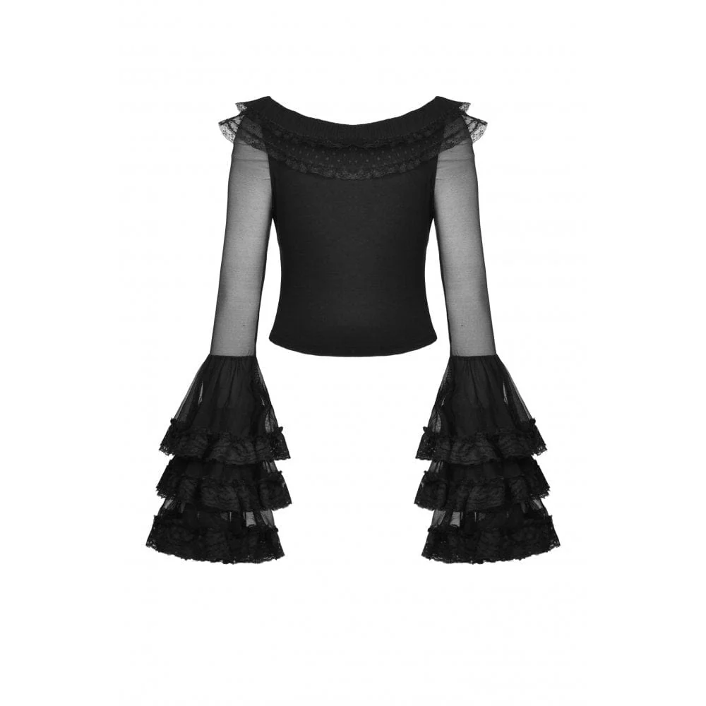 DIL Women's Gothic Flared Layered Sleeved Mesh Shirt - Image 8