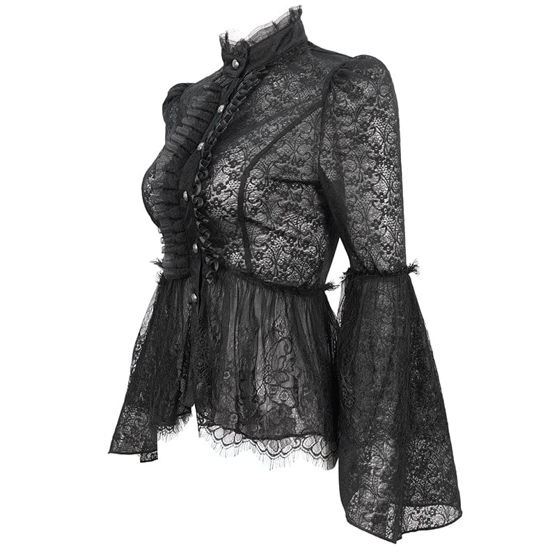 Women's Gothic Flared Sleeved Lace Shirt - Image 6