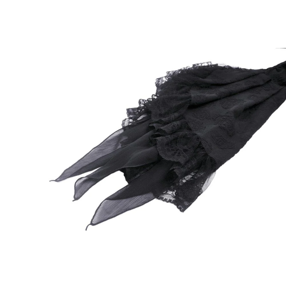 Women's Gothic Flared Sleeved Lace Splice Cape - Image 18