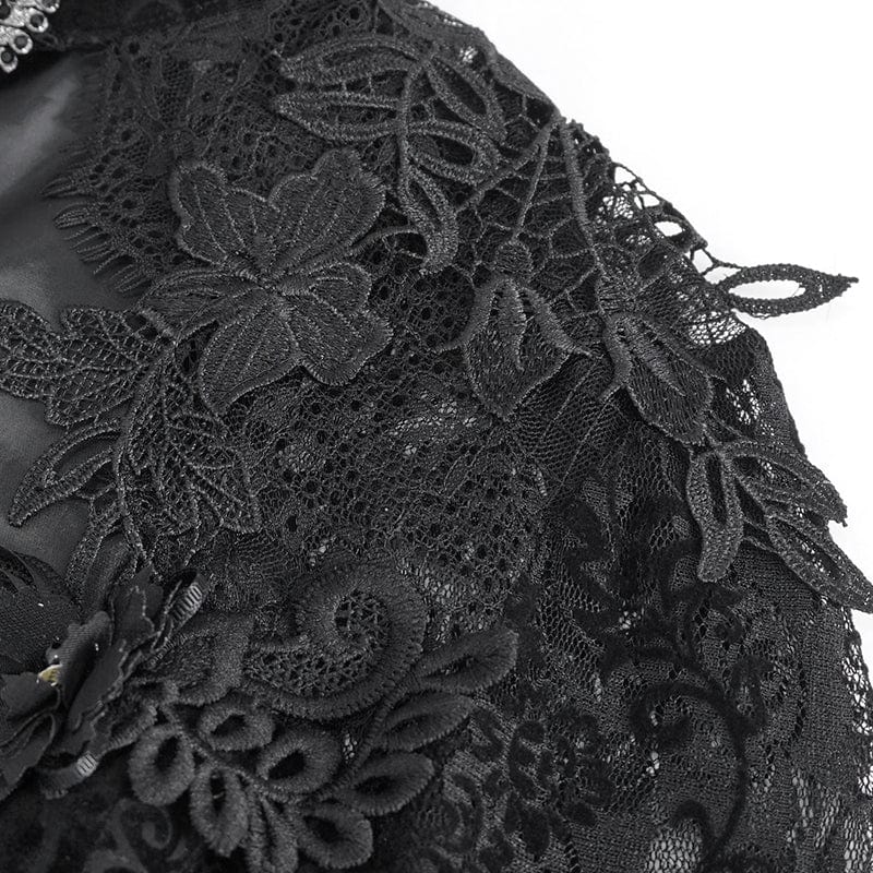 Women's Gothic Flared Sleeved Lace Splice Shirt - Image 11