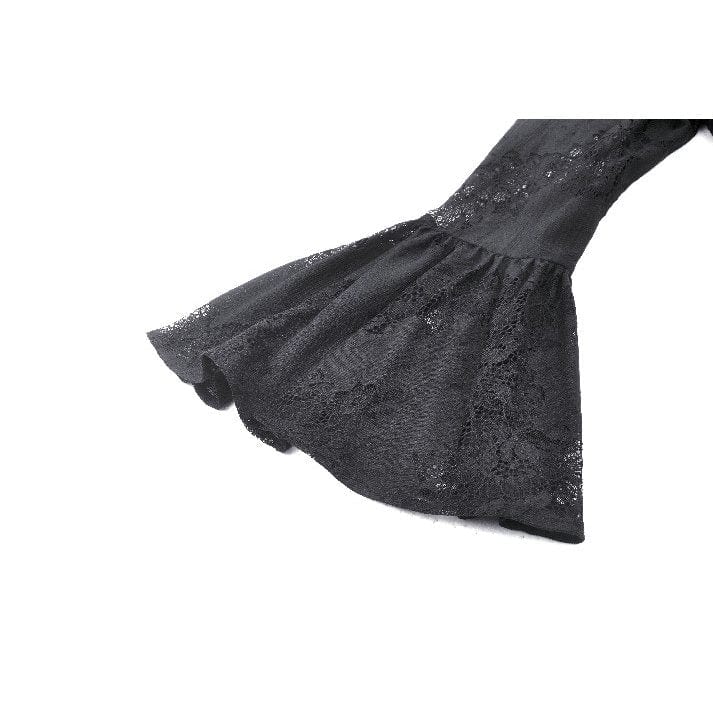Women's Gothic Flared Sleeved Lace-up Lace Long Jacket - Image 19
