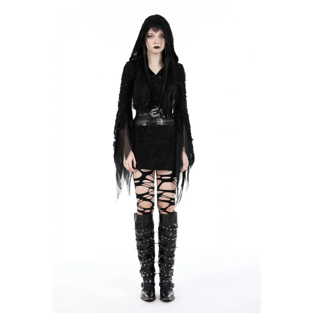 Women's Gothic Flared Sleeved Ripped Dress - Image 8
