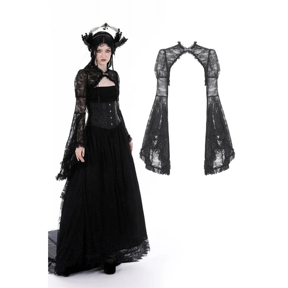 Women's Gothic Flared Sleeved Ruffled Lace Cape