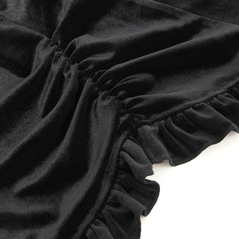 Women's Gothic Flared Sleeved Ruffled Swallow-tailed Shirt Black - Image 13
