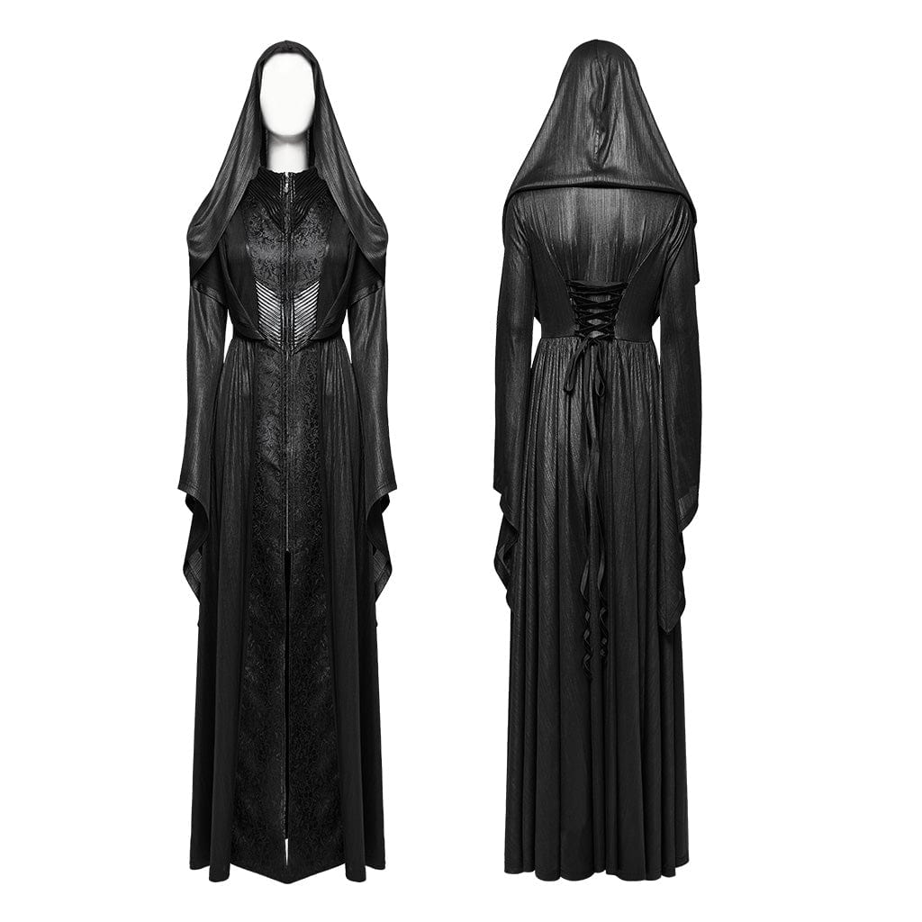 Women's Gothic Flared Sleeved Witch Dress with Hood - Image 5