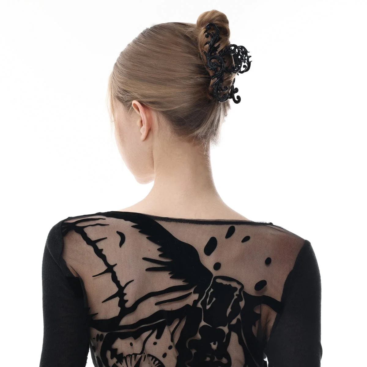 Women's Gothic Floral Carved Shark Hair Clip - Image 3